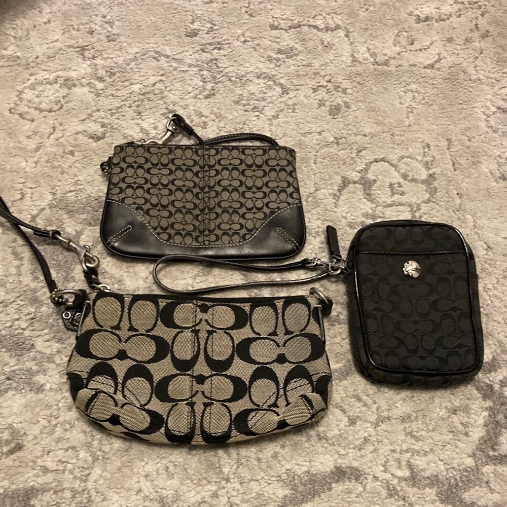 Coach Signature Black Wristlets - 3 GREAT condition